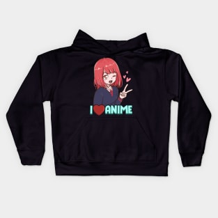 I Love Anime Cute Japanese Kawaii Anime Girl Kids Hoodie